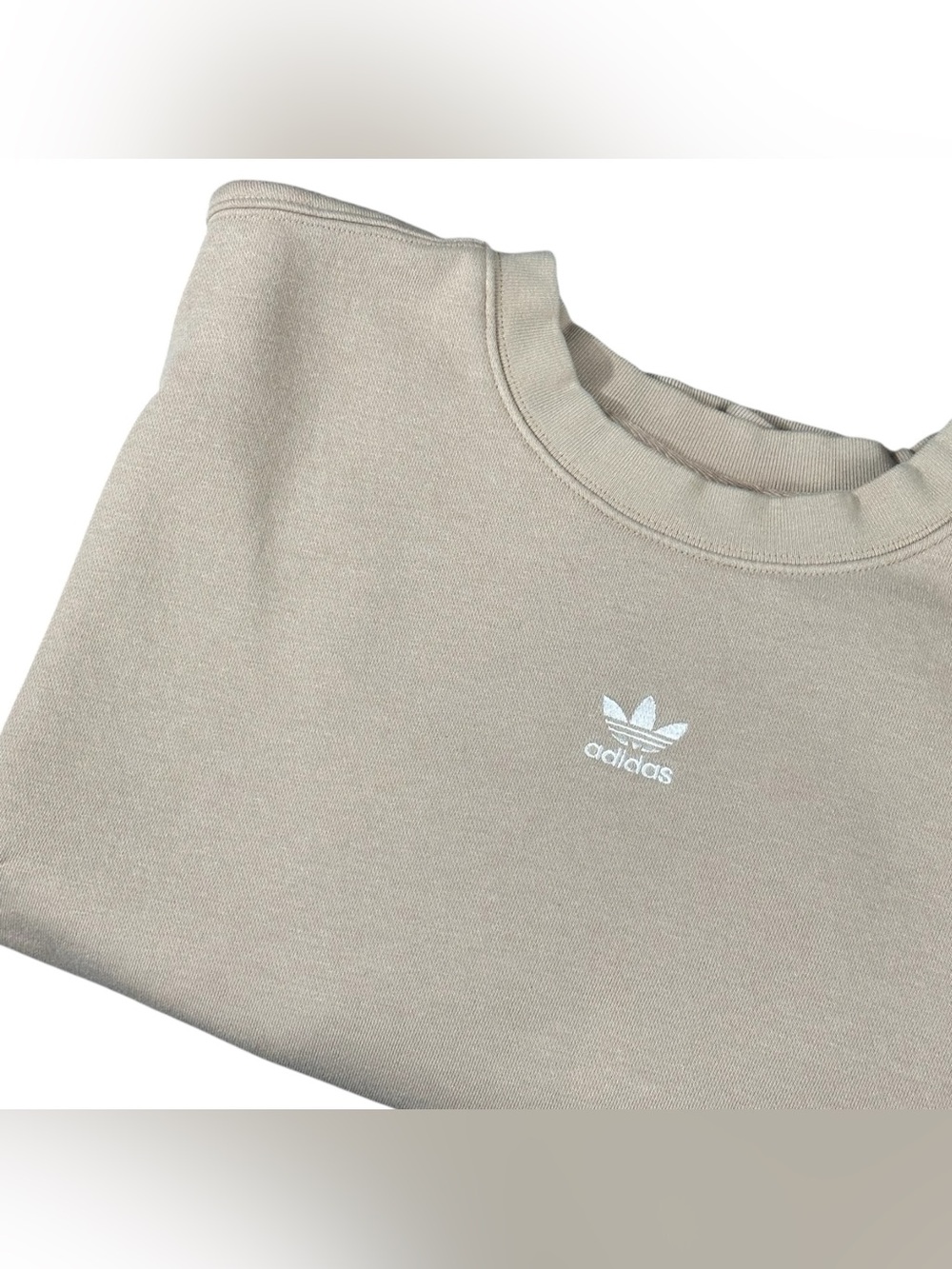 Adidas Originals Cropped Crewneck Sweatshirt Beige Oversized Fleece Women’s S